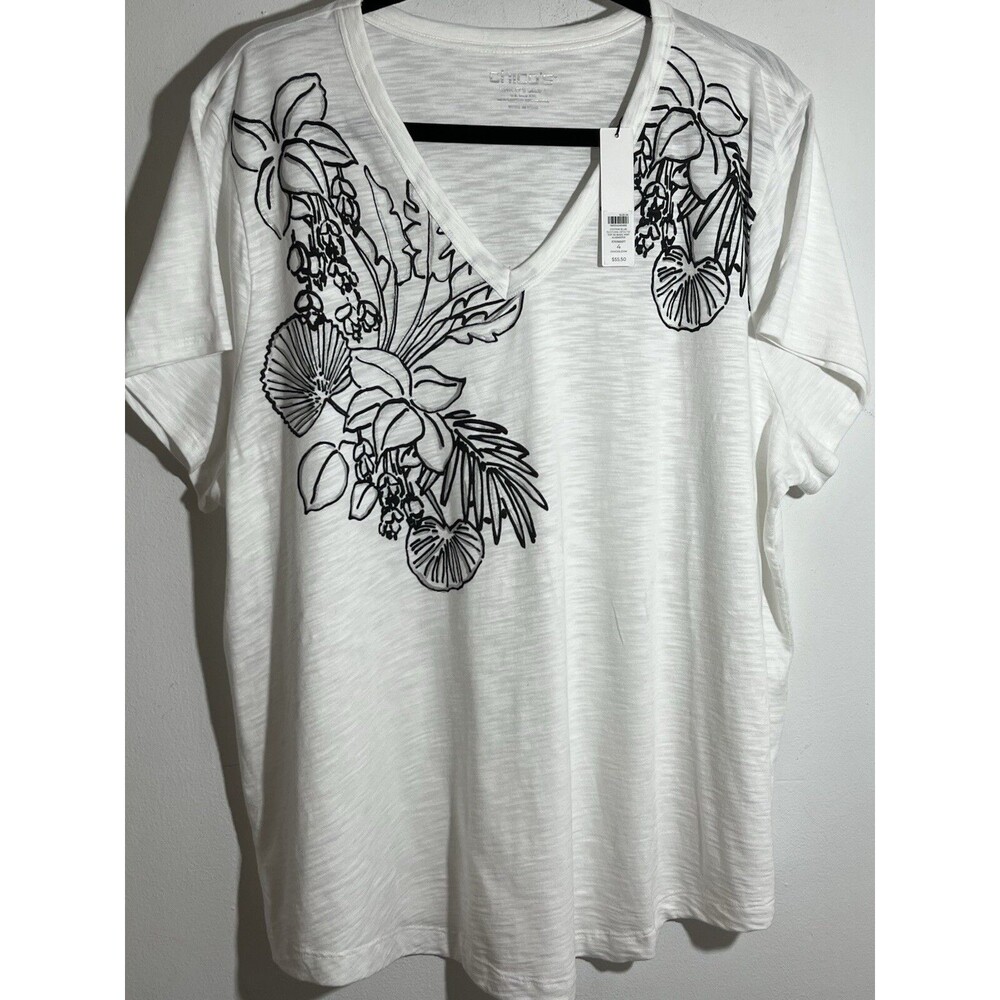 Chicos NWT Sketch Print Tee Blouse Shirt Womens 4 US XXL (12) - Picture 2 of 7